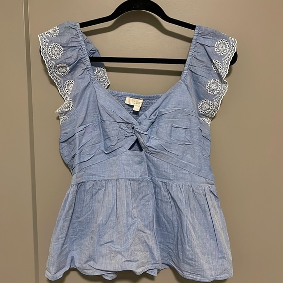 LOFT Tops - LOFT Denim Peplum Top